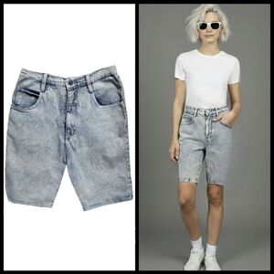 Vtg 80s 90s Denim Republic white acid wash high waist denim mom jean shorts 6